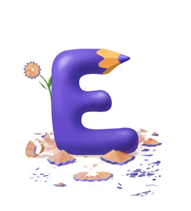 a purple pencil shaped like a letter